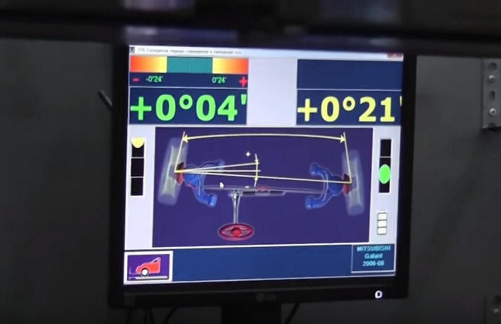 углы установки колес на мониторе